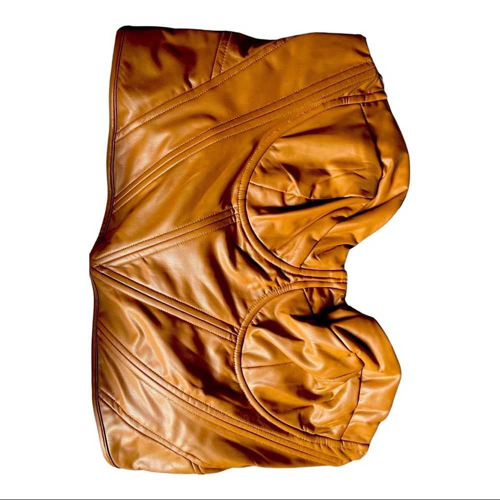 A brown Leather crop top